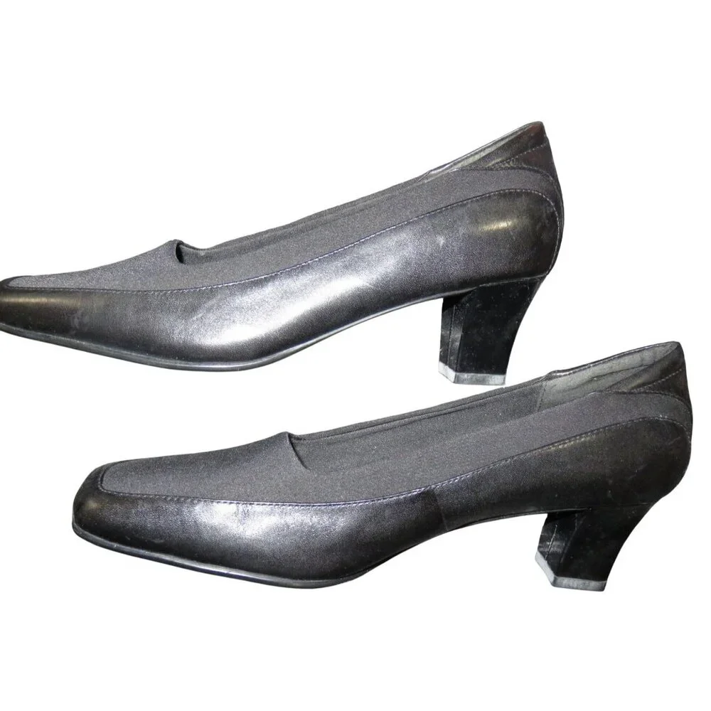 Naturalizer Black Block Heeled Fabric Upper Loafers Comfort footbed technology 7